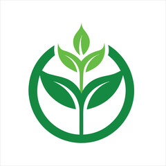 Green Plant Circle Logo Vector Illustration
