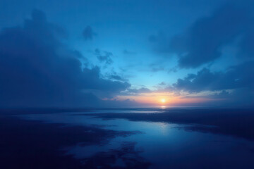 Obraz premium Tranquil Afterglow Scene: Fading Blue and Black Sky with Soft Silhouettes