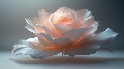 Fototapeta premium An elegant and delicate close-up of a beautiful, light-colored rose, radiating a soft, ethereal glow