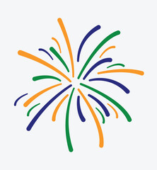 Minimal Fireworks Illustration in Indian Flag Colors
