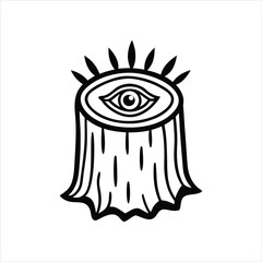  Symbolic Tree Stump with Eye Design Vector Art