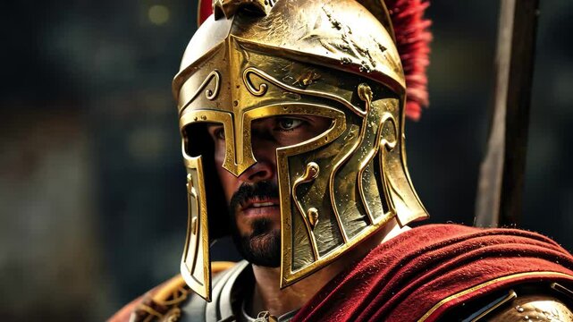 Ancient Spartan soldier in full armor holding a shield, showcasing the rich history and warrior culture of Sparta during the classical era