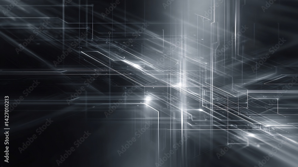 Aufkleber futuristic circuit network of light, data transfer and complex system concept