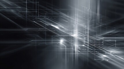 Obraz premium Futuristic circuit network of light, data transfer and complex system concept