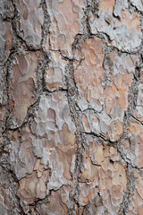 Close-Up Texture of Rough Pine Tree Bark in Natural Light