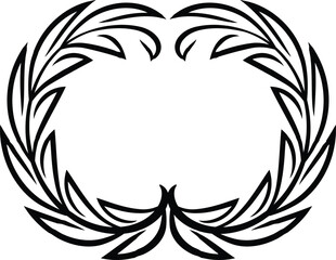Fototapeta premium Set of wreaths and branches with leaves. Hand drawing laurel wreaths and branches collection. Laurels wreaths, swirls, twigs and flower ornaments. Herbs, love laurel wreaths 