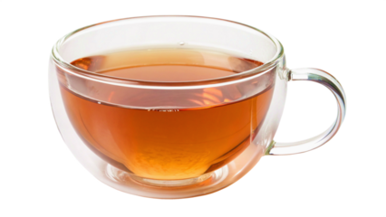 Double-Walled Glass Teacup Filled with Brewed Tea