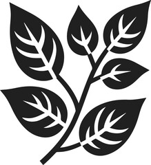 Simple leafs black silhouette Vector, leaves isolated on white, perfect neat and clean shape vector art of leafs with branch, design elements, elegant minimalist drawing leafs art vector