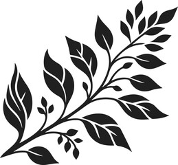 Simple leafs black silhouette Vector, leaves isolated on white, perfect neat and clean shape vector art of leafs with branch, design elements, elegant minimalist drawing leafs art vector