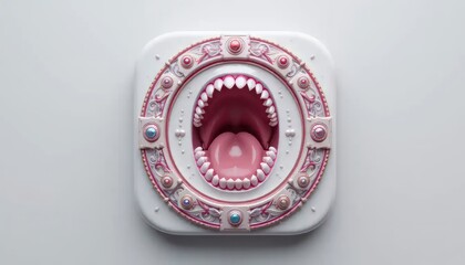 Ornate Mouth: A Surreal Pink and White Sculpting