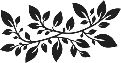 Simple leafs black silhouette Vector, leaves isolated on white, perfect neat and clean shape vector art of leafs with branch, design elements, elegant minimalist drawing leafs art vector