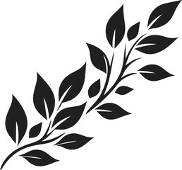 Simple leafs black silhouette Vector, leaves isolated on white, perfect neat and clean shape vector art of leafs with branch, design elements, elegant minimalist drawing leafs art vector