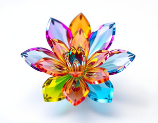 colorful glass flower isolated on white