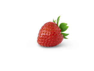 Isolated single strawberry. Strawberry fruit isolated on white background, clipping path