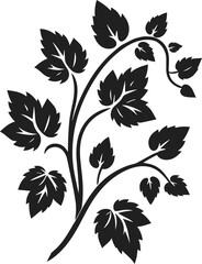 Simple leafs black silhouette Vector, leaves isolated on white, perfect neat and clean shape vector art of leafs with branch, design elements, elegant minimalist drawing leafs art vector