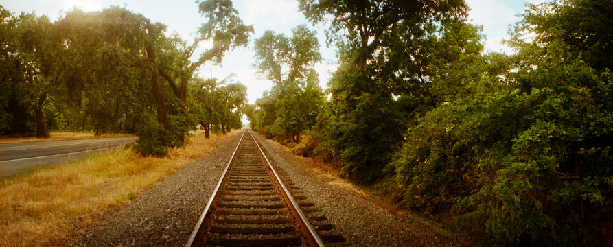 Panoramic railroad track, Napa Valley, California, USA.