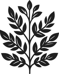 Simple leafs black silhouette Vector, leaves isolated on white, perfect neat and clean shape vector art of leafs with branch, design elements, elegant minimalist drawing leafs art vector