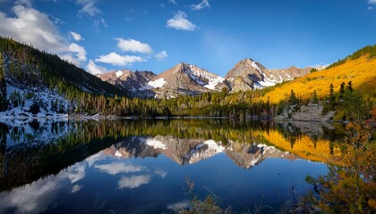 reflection of four pass loop mountain in snowmass lake