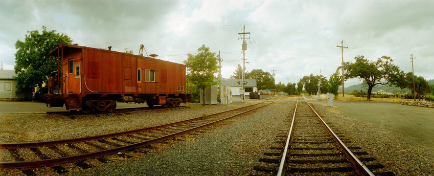 Panoramic railroad track, Napa Valley, California, USA.