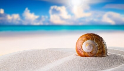 beach sea snail shell tropical white sand closeup