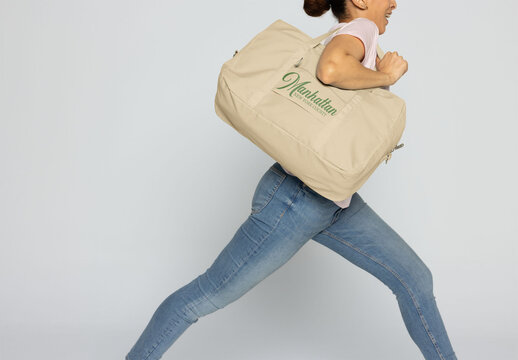 Mockup of a anonymous woman Carrying Backpack