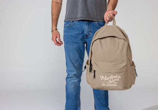 Faceless man With Backpack Mockup