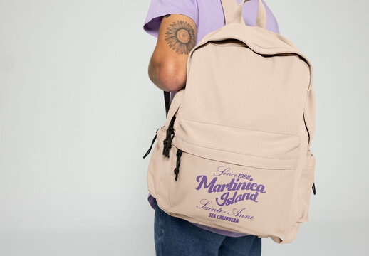 Faceless man With Backpack Mockup