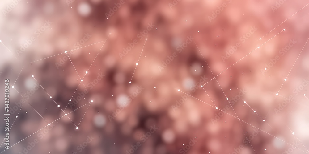 Poster abstract pink and white blurred background with interconnected dots and lines overlaying it