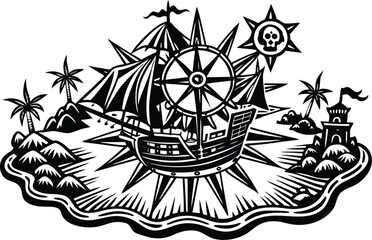pirate ship vector illustration