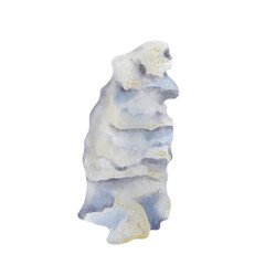 Coral reef. Stalagmite and stalactite. Limestone pillar. Stone column in nature. Sand pyramid. Watercolor illustration without background. Hand drawing.