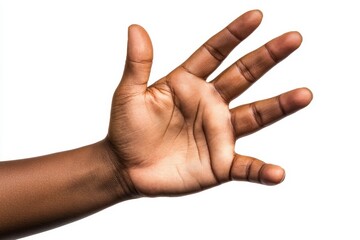 Dark-skinned hand outstretched
