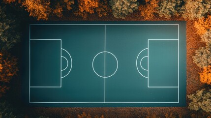 Aerial drone view of a basketball court in autumn gigapixel detail sports environment unique perspective