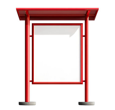 Red blank advertising stand, isolated on transparent cutout background