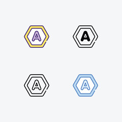 Letter A  icons set in different style vector stock illustration