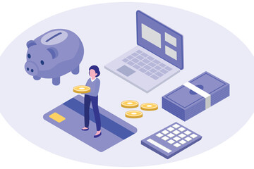 Business, financial management concept. Flat isometric vector illustration.Business, financial management concept. Flat isometric vector illustration.