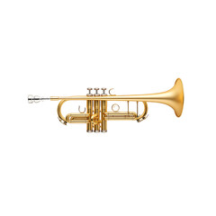 Obraz premium Elegant Gold Trumpet on a Black Background for Music and Performance Themes