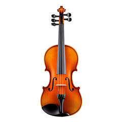 Fototapeta premium Realistic wooden violin with vibrant strings and polished finish against white background