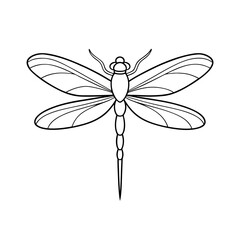 Dragonfly Outline Vector Drawing