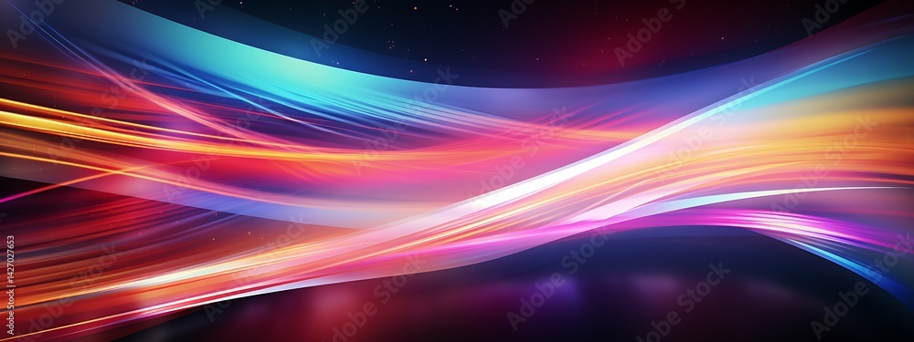 Poster dynamic color symphony: an abstract visual composition featuring fluid, flowing lines and vibrant, m