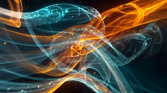  Futuristic Blue Orange Digital Energy Flow Background