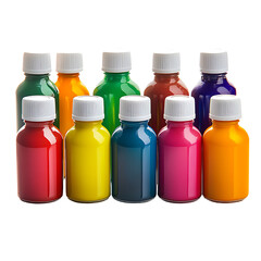 Colorful Bottles of Paint in Various Shades for Creative Art Projects