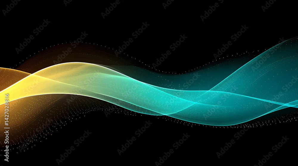 Poster abstract colorful gradient waves on black background