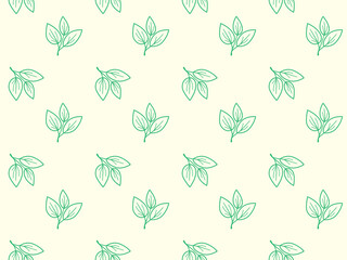 Obraz premium Elegant seamless pattern of minimalist green leaves on a cream background. Perfect for textile design, stationery, branding, and web backgrounds.