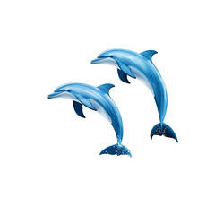 Fototapeta premium Dolphins Swimming Playfully Under Bright Blue Water in Ocean Environment