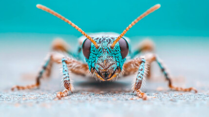 Extreme Macro: Alien World Encounter - A bug portrait with turquoise armor and orange feelers, showcasing nature's intricate artistry
