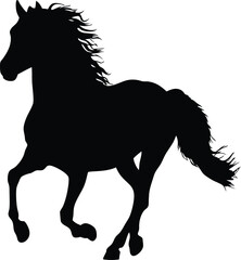 Black Horse Silhouette Galloping - High Contrast Vector Art