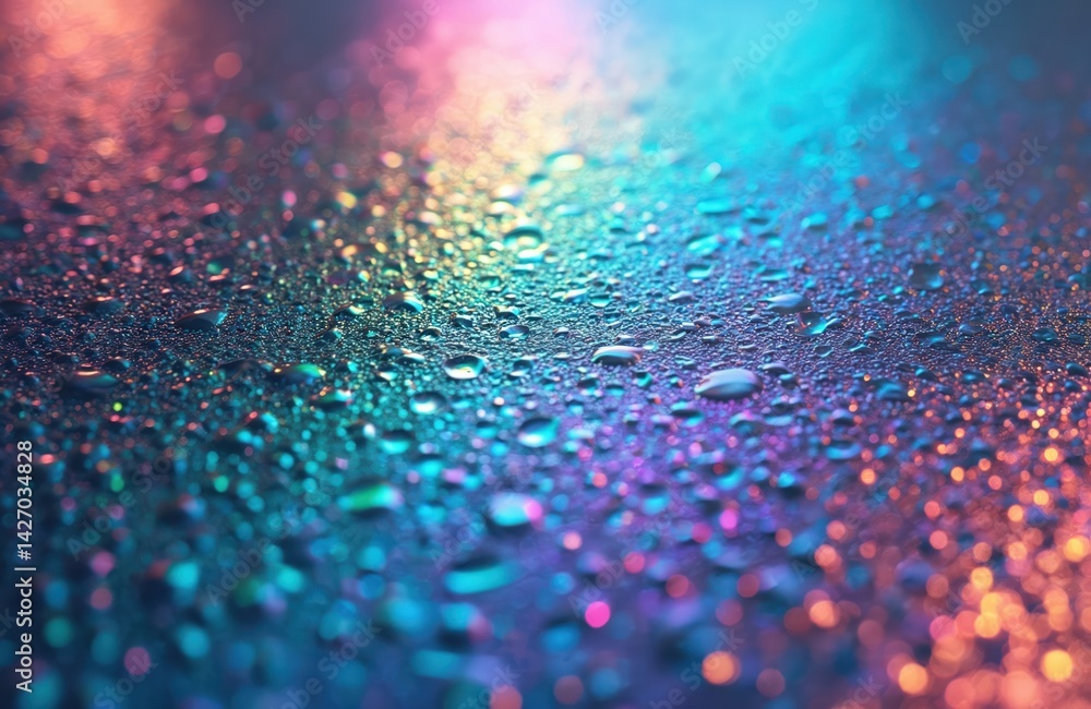Poster holographic iridescent texture with rainbow color gradient. abstract background with water drops, sp