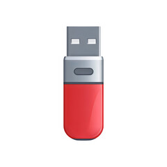 Fototapeta premium Red usb flash drive data on transparent background