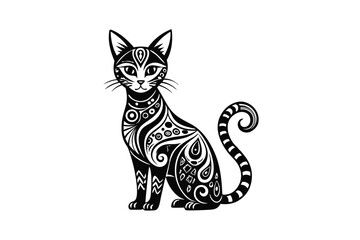 black cat on white background