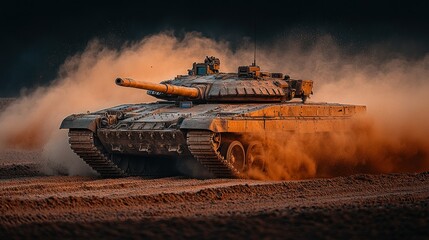 Fototapeta premium Military tank in motion